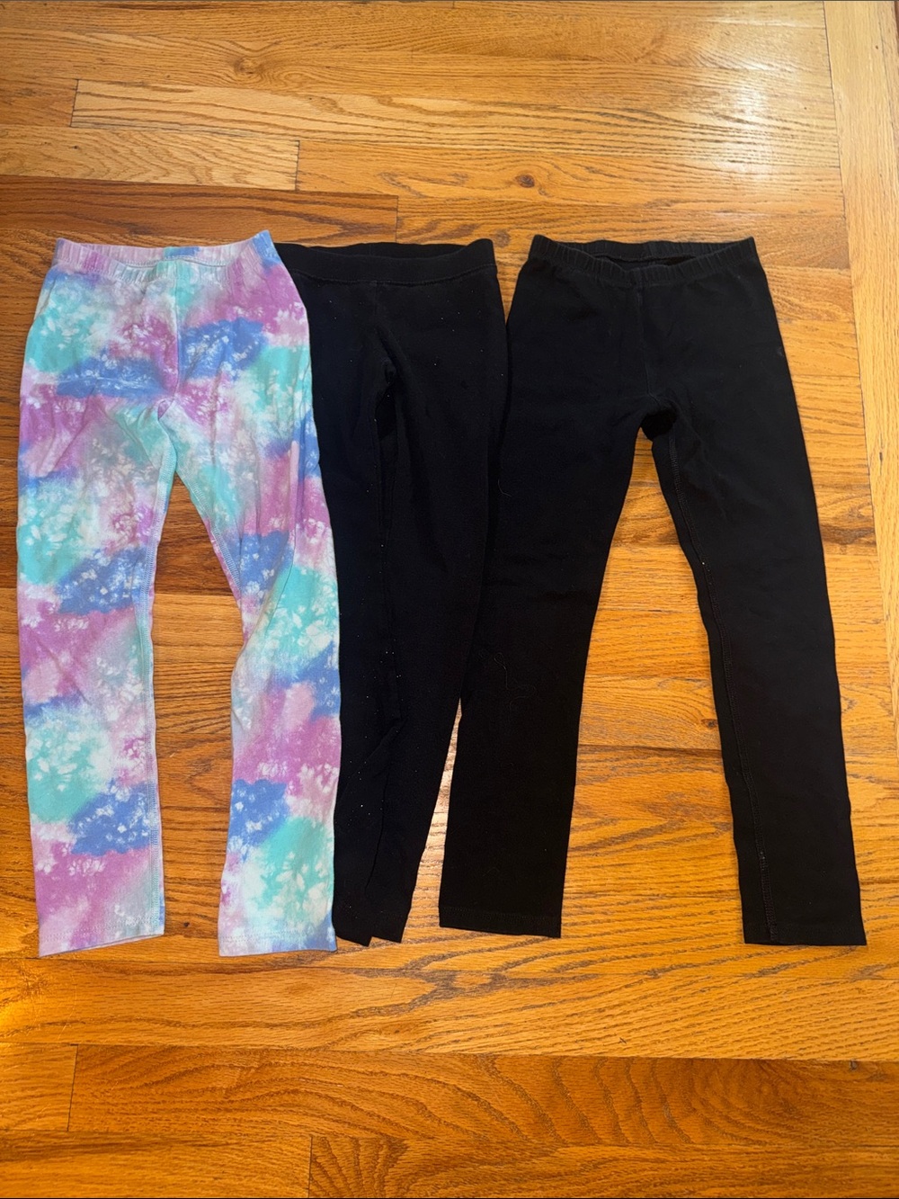 Cat & Jack Kids Tie-Dye and Black Leggings - Purple, Blue, Teal & Black - 3 Pack